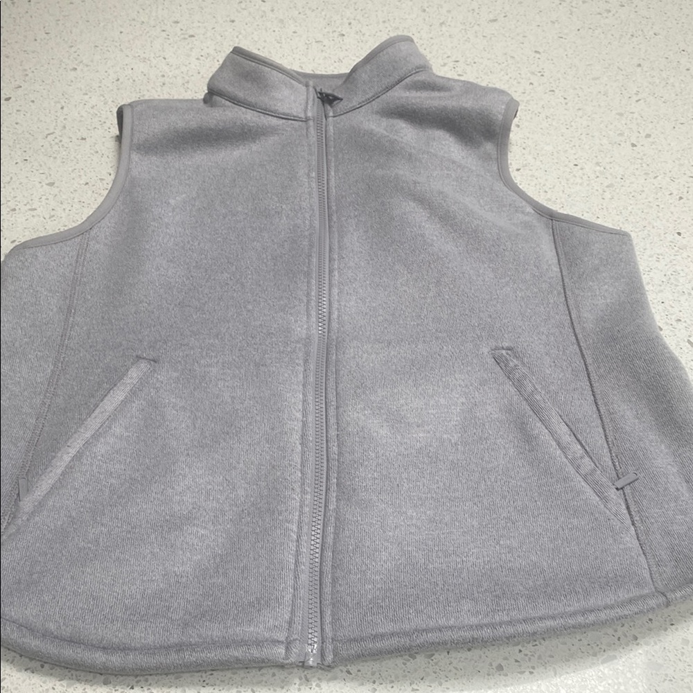 Gray Fleece Vest with Full-Length Zipper